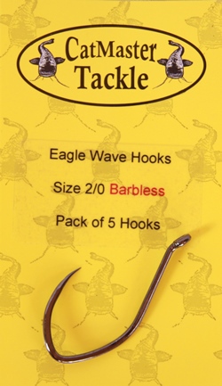 CatMaster Tackle Eagle Wave Barbless Hooks Size 2/0 (pack of 5 hooks)