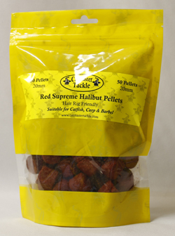 Glugged Hair Rig Friendly Red Supreme Pellets 20mm Re-Sealable Pouch containins 50 Pellets