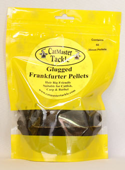 CatMaster Tackle Glugged Hair Rig Friendly 20mm Frankfurter Pellets Small Pouch contains 50 pellets