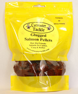 CatMaster Tackle Glugged Hair Rig Friendly 20mm Salmon Pellets Small Pouch contains 50 pellets